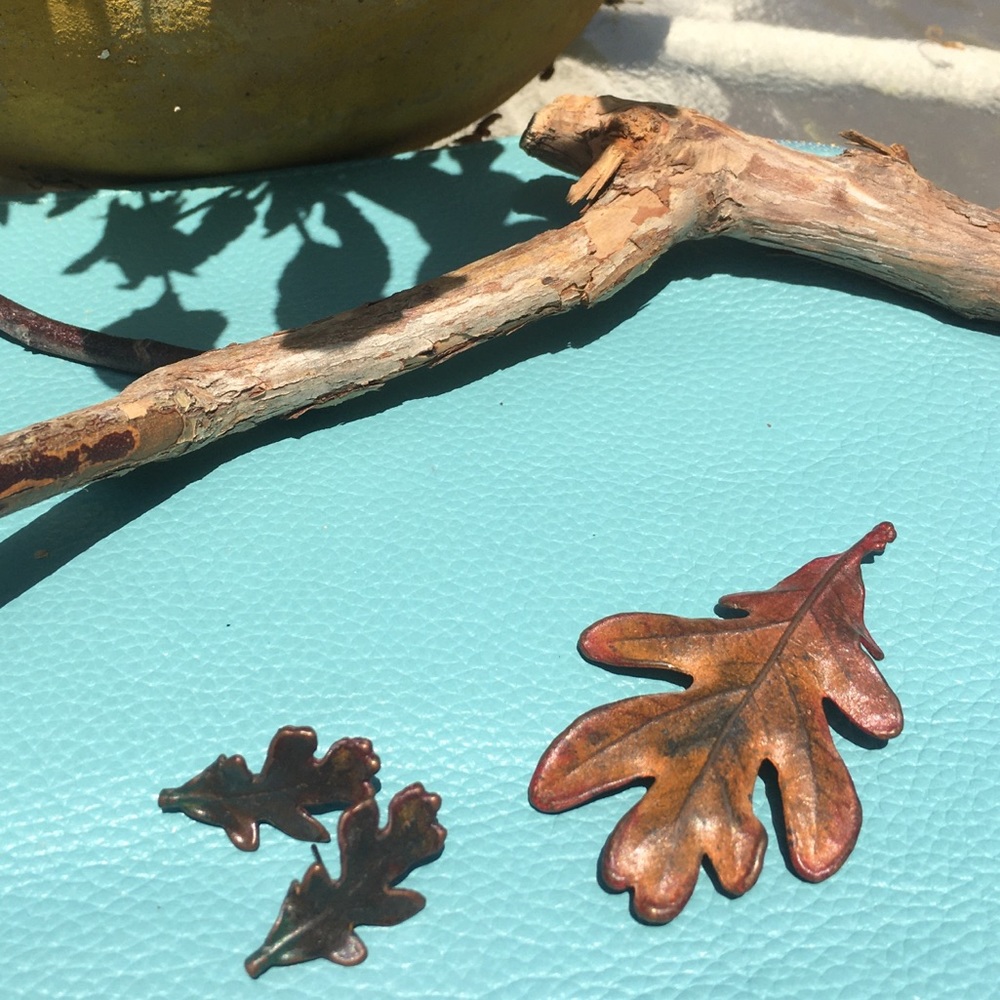 Oak leaf brooch and earrings
